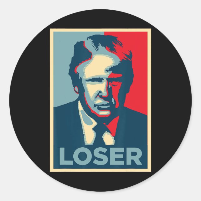 Adesivo Redondo Trump Obama Hope Poster Loser (Frente)
