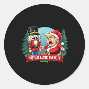 Adesivo Redondo Trump Papai Noel Com Noz Que Estão Comendo