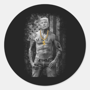Adesivo Redondo Trump Patriótico Gangster - Republicano Anti-Liber