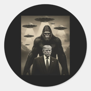 Adesivo Redondo Trump Pé Grande Ufo Encontro Alienígena Invasão Ua