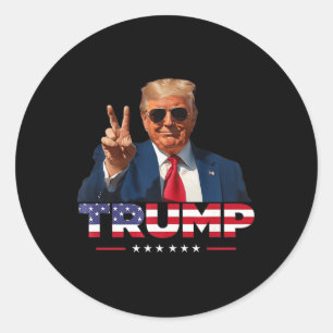 Adesivo Redondo Trump Peace Sign Hand Usa Flag Trump 2024