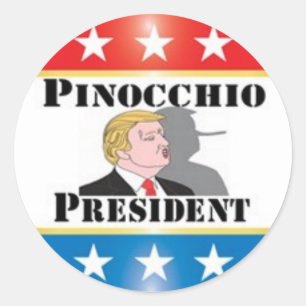 Adesivo Redondo Trump Pinóquio Presidente Sticker