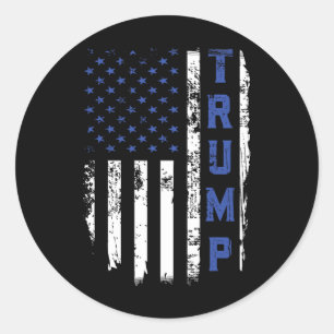 Adesivo Redondo Trump Polícia Linha Azul Fina Republicano Polícia 