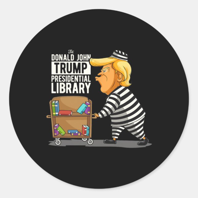 Adesivo Redondo Trump Presidencial Biblioteca Funny Anti Trump (Frente)