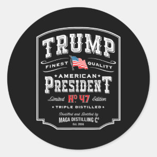Adesivo Redondo Trump Presidente N 47 Vintage Whiskey Usa 1