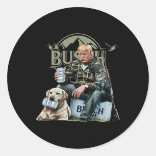 Adesivo Redondo Trump Retro Com Cão Caçando Cerveja De Bebendo Pat