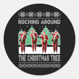 Adesivo Redondo Trump Rocking Ao Redor Da Árvore De Natal Ugly Xma