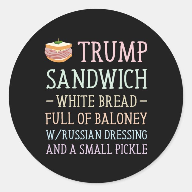 Adesivo Redondo Trump Sandwich Sinal Engraçado (Frente)