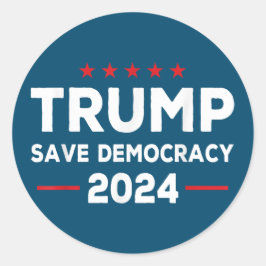 Adesivo Redondo Trump Save Democracy Trump 2024
