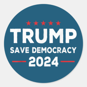 Adesivo Redondo Trump Save Democracy Trump 2024
