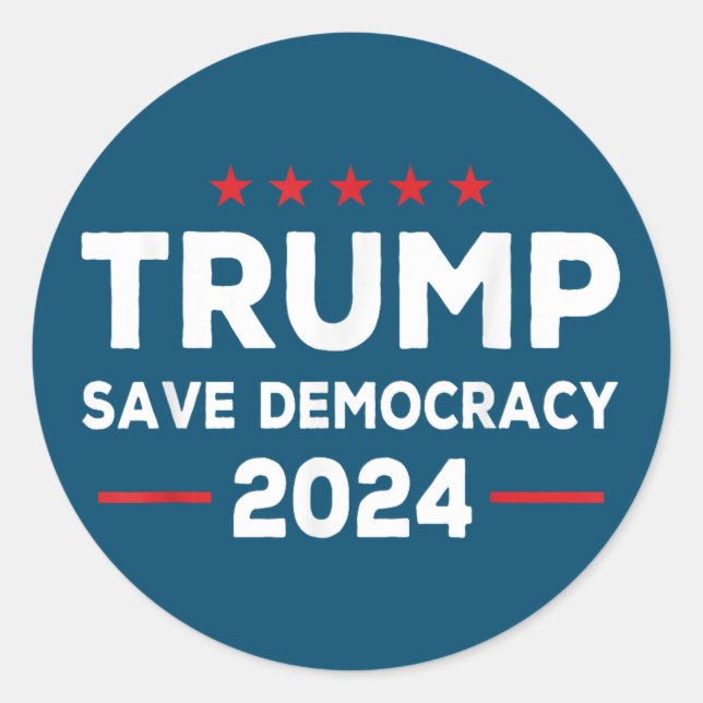 Adesivo Redondo Trump Save Democracy Trump 2024 (Frente)