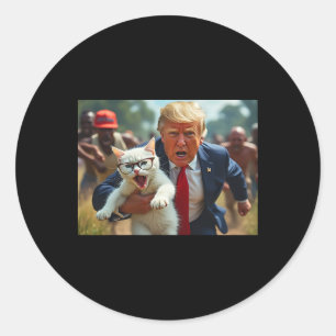 Adesivo Redondo Trump Segurando Gato Vota Trump Pets Para Trump Vo