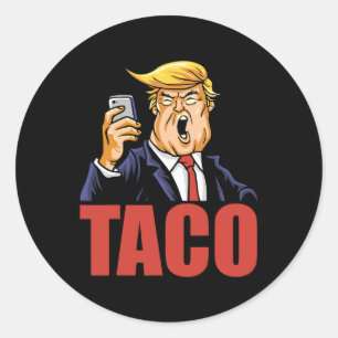 Adesivo Redondo Trump Sempre Desiste Piada Engraçada do Taco Retro