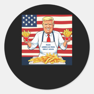 Adesivo Redondo Trump Servindo Mcdonalds Fries