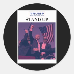 Adesivo Redondo Trump Stand Up 2025