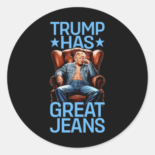 Adesivo Redondo Trump Tem Grandes Jeans Engraçado Retro Denim Meme