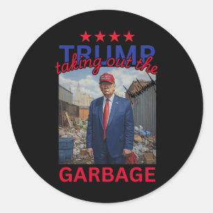 Adesivo Redondo Trump Tirando O Garbyge 2024 Engraçado Trump