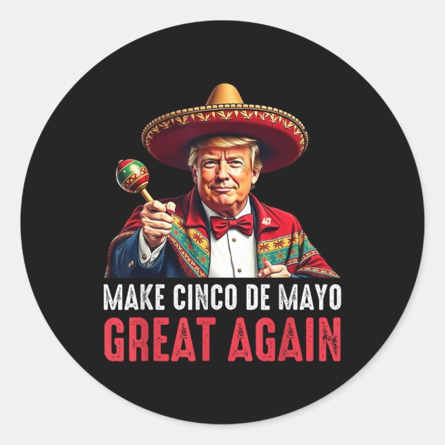 Adesivo Redondo Trump Torne Excelente Cinco De Mayo Novamente (Frente)