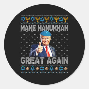 Adesivo Redondo Trump Torne o Excelente Hanukkah novamente Feriado
