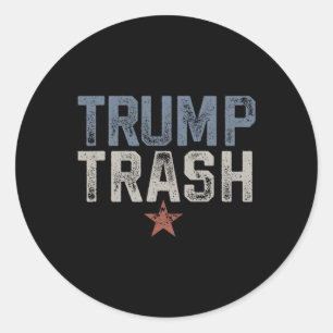Adesivo Redondo Trump Trash 2024 Grunge Vintage Garbyge Para Trump