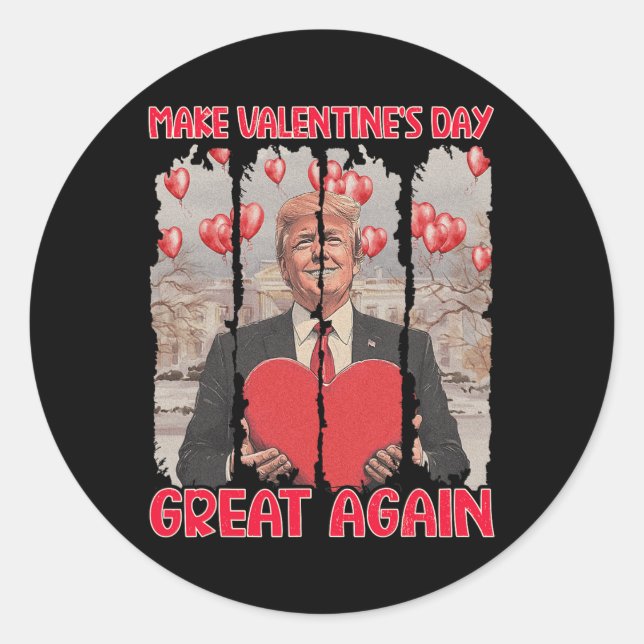 Adesivo Redondo Trump Valentine's Day Shirt Make Valentine's Day G (Frente)