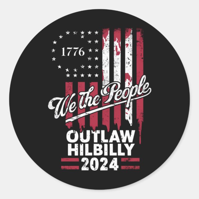 Adesivo Redondo Trump Vance 2024 Donald Trump Outlaw Hillbilly (Frente)