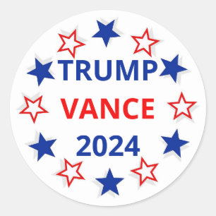Adesivo Redondo Trump, Vance 2024 Eleito Sticker