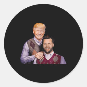 Adesivo Redondo Trump Vance 2024 Irmãos Funny Parody Trump J D V
