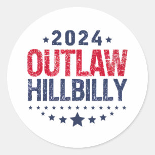Adesivo Redondo Trump Vance 2024 Outlaw Hillbilly US Flag