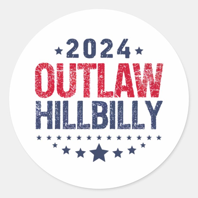 Adesivo Redondo Trump Vance 2024 Outlaw Hillbilly US Flag (Frente)