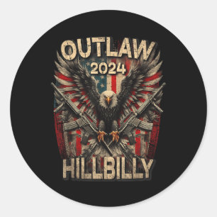 Adesivo Redondo Trump Vance 2024 Outlaw Hillbilly Usa Flag Vintage