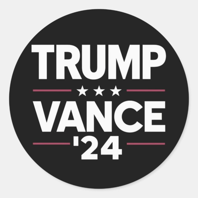 Adesivo Redondo Trump Vance 2024 Para Presidente VP/Eleições Nos E (Frente)