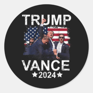 Adesivo Redondo Trump Vance 2024 Presidente Trump Apoiador Re-elec