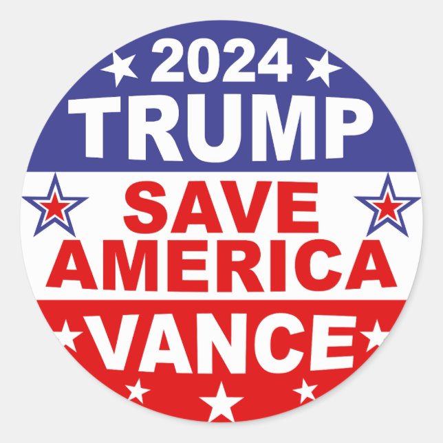 ADESIVO REDONDO TRUMP VANCE 2024 SALVE AMÉRICA (Frente)