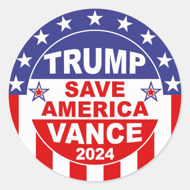 ADESIVO REDONDO TRUMP VANCE 2024 SALVE AMÉRICA (Frente)