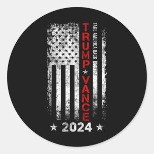 Adesivo Redondo Trump Vance 2024 U Flag Vintage - take America Bac
