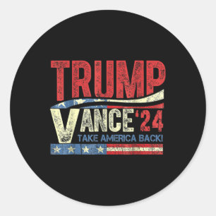 Adesivo Redondo Trump Vance 24 Vintage 2024