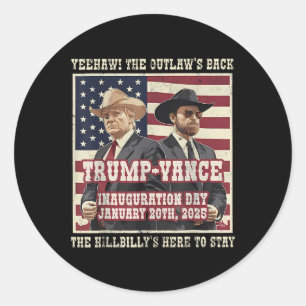 Adesivo Redondo Trump Vance Inauguration Day 2025 47th Presidente