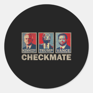 Adesivo Redondo Trump Vance Kennedy Checkmate 2024 República Eleit