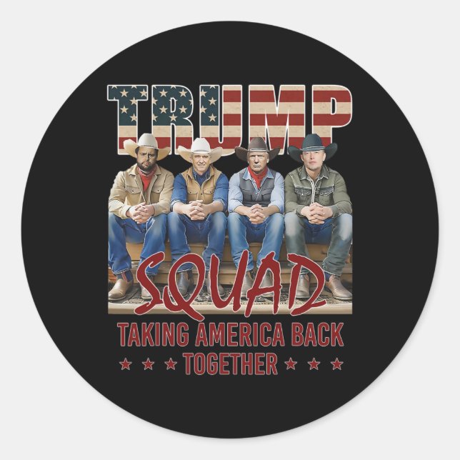 Adesivo Redondo Trump Vance Kennedy Elon Squad Levando a América B (Frente)