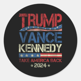 Adesivo Redondo Trump Vance Kennedy Leva A América De Volta Às Ele