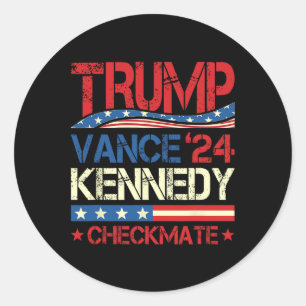 Adesivo Redondo Trump Vance Kennedy Xeque-Mate Eleição Republicana
