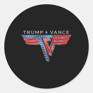 Adesivo Redondo Trump Vance Tv Rocker Logo Vintage Trump Vance 202