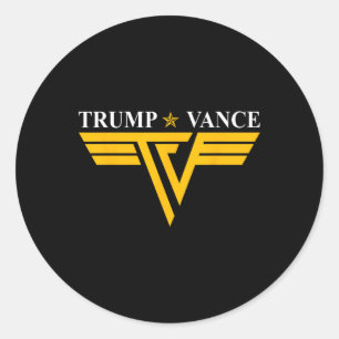 Adesivo Redondo Trump Vance Tv Rocker Logotipo Dourado Vintage Pre