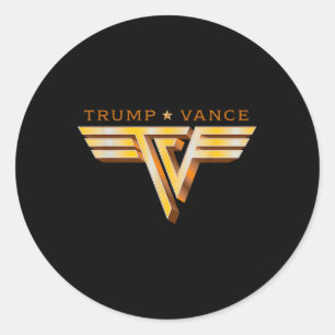 Adesivo Redondo Trump Vance Tv Rocker Logotipo Dourado Vintage Tru