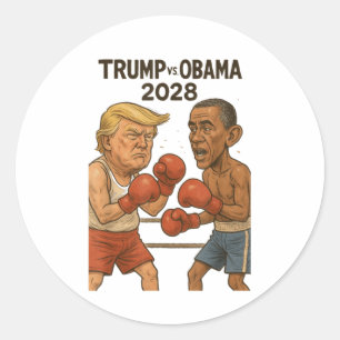 Adesivo Redondo Trump Vs Obama 2028 Boxing Match Engraçado