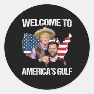 Adesivo Redondo Trump Welcome to America's Golfo Trump Vance Broth
