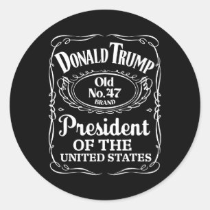 Adesivo Redondo Trump Whiskey Bottle Label Trump 47º Presidente 20