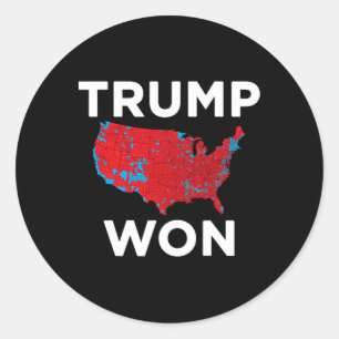 Adesivo Redondo Trump Won 2024 Mapa correto do resultado da eleiçã