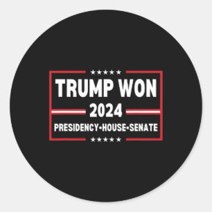 Adesivo Redondo Trump Won 2024 Presidente Câmara Senada Mega Repúb